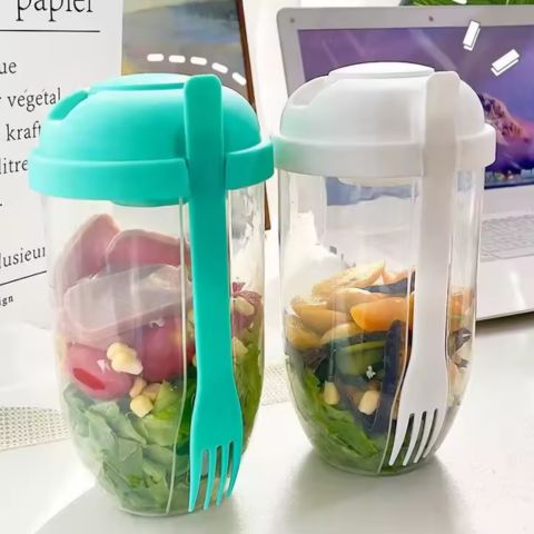 Boite-à-Repas-Isotherme-Lunch-Box-Vert-Blanc-Récipient-de-vinaigrette-Polyvalent