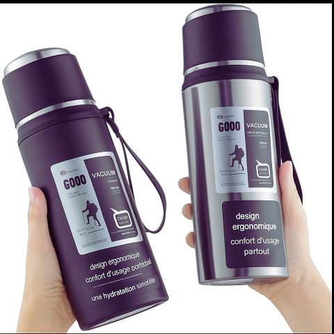 Bouteille-Isotherme-1L-Thermos-en-acier-inoxydable-violet