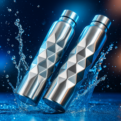 Bouteille-d-eau-Losange-en-acier-inoxydable-Gourde-d-eau-fraiche