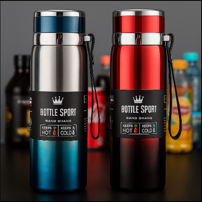 Bouteilles-Isothermes-metal-Gourde-thermos-bleu-rouge