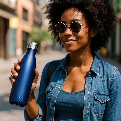 Bouteille-Isotherme-Confort-Thermique-Polyvalent-isolation-thermique-Gourde-Bleu-mat-Bouteille-Isotherme