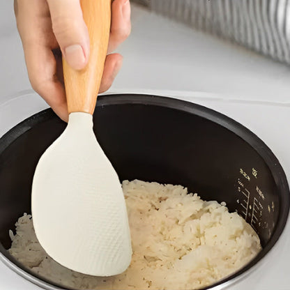 Cuisine-Spatule-Cuillère-a-riz-en-Bois-Durable