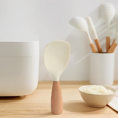 Cuisine-Spatule-Cuillère-a-riz-Robuste-Solide-en-Bois