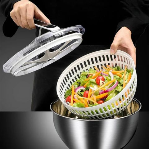 Essoreuse-à-Salade-Inox-Bio-Argenté-Pour-Passoire-Fruits-et Légumes