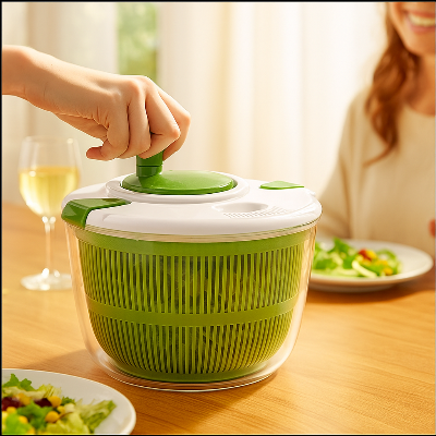 Essoreuse-a-Salade-Inspirante-gain-de-temps-vert-blanc