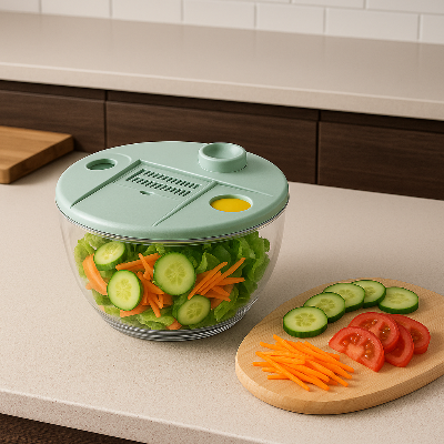 Essoreuse-à-Salade-Mandoline-de-Cuisine-Cuisiflex-Essoreuse-Multifonction-Innovante-hachoir-légumes