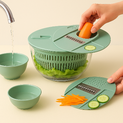 Essoreuse-a-Salade-Mandoline-de-Cuisine-Cuisiflex-Essoreuse-Multifonction-Innovante-mandoline-rotative-Ustensile-de-Cuisine-robot-de-cuisine-multifonction