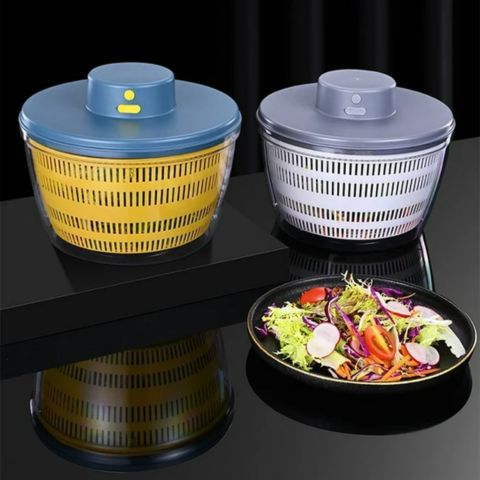 Essoreuse-à-Salade-Pliable-Plus-Gris-Bleu-Pour-Herbes-Légumes