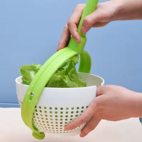 Essoreuse-à-Salade-Pliable-Rotatif-Vert-BlancPour-Fraises-Oignon