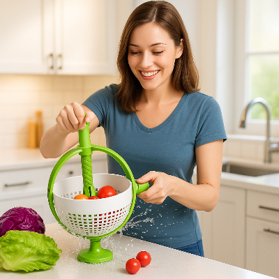Essoreuse-a-Salade-Pliable-Rotatif-Vert-Blanc-égouttoir-salade