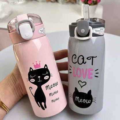 Gourde-Isotherme-Enfant-Miaouh-Noir-Rose-Eco