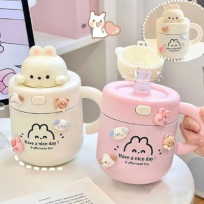 Gourde-Isotherme-Enfant-Ours-Kawaii-Rose-blanc