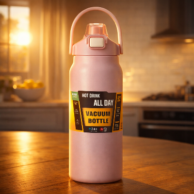 Gourde-isotherme-1L-FamIso-Rose-Gourde-sport-avec-paille