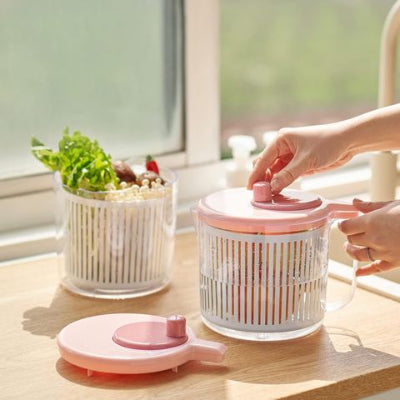 Mini-Essoreuse-a-salade-rose-blanc-compacte-sans-BPA