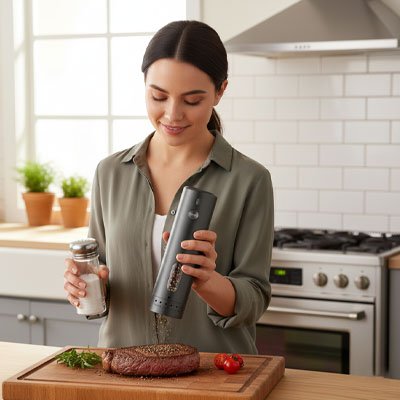 Moulin-a-poivre-electrique-Ustensile-de-cuisine-Finition-gris-anthracite