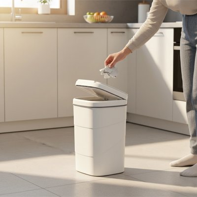 Poubelle-de-cuisine-automatique-blanc