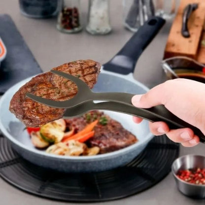 Spatule-Pince-2-en-1-Noire-Silicone-pour-Grillade