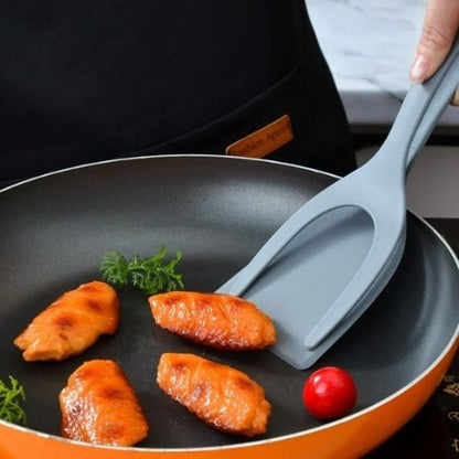 Spatule-Pince-2-en-1-Gris-Pour-Grillade