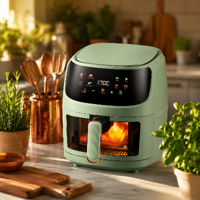 air-fryer-design-compact-sage-green-cuisine-moderne-plan-de-travail.