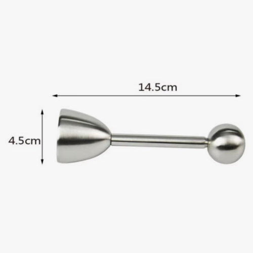 Dimensions du coupe-œuf à percussion : longueur totale 14,5 cm, cloche 4,5 cm