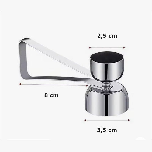 Dimensions du coupe-œuf à pince inox : 8 cm de long, cloche de 3,5 cm