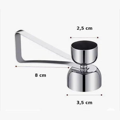 Dimensions du coupe-œuf à pince inox : 8 cm de long, cloche de 3,5 cm