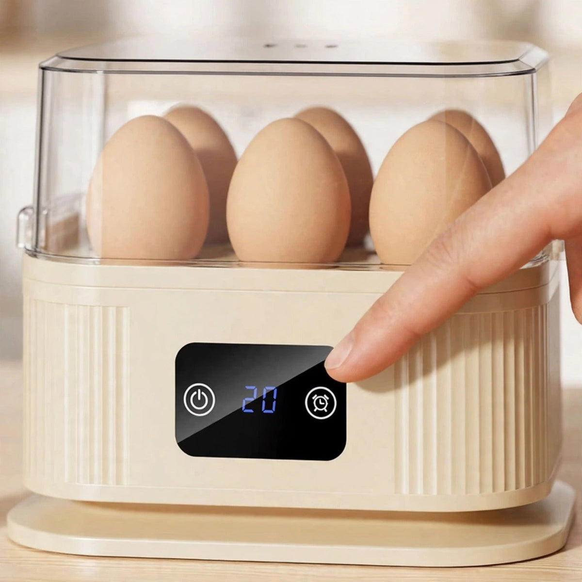 Écran tactile du cuiseur à œufs électrique, minuteur et commandes tactiles