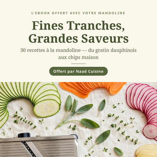 Couverture de l'ebook Fines Tranches, Grandes Saveurs — 30 recettes à la mandoline