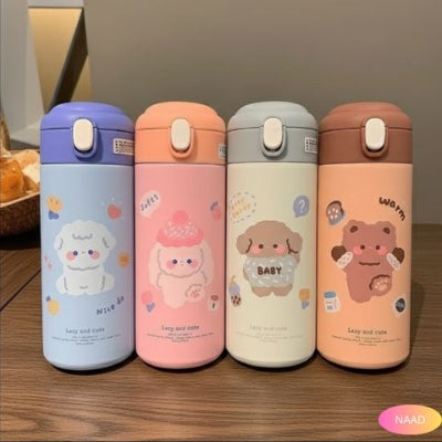 gourde-inox-enfant-baby-child-bouteille-isotherme-performance-thermique-bleu-rose-vert-brun