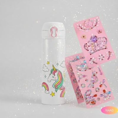 gourde-isotherme-enfant-blanc-thermos-licorne-blanc-avec-paillettes