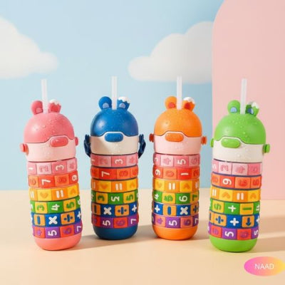 gourde-isotherme-enfant-educatif-rose-orange-bleu-vert