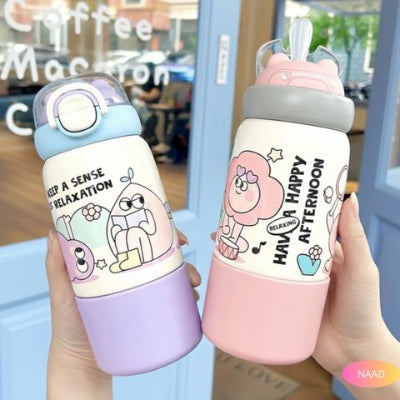 gourde-paille-silicone-enfant-violet-rose-gobelet-partage-ludique