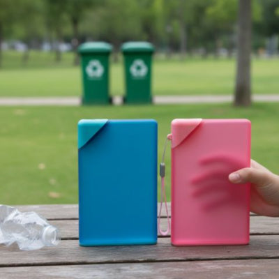 gourde-plate-bouteille-plastique-gourde-reutilisable-zero-dechet-430ml-rose-bleu-rose