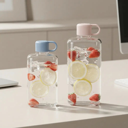 gourde-plate-transparente-bouteille-eau-rectangulaire-tritan-sans-bpa-360ml-500ml