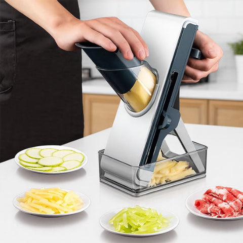 Mandoline-cuisine-Mandoluxe-Hachoir-multifonctions-lames-en-acier-inoxydable