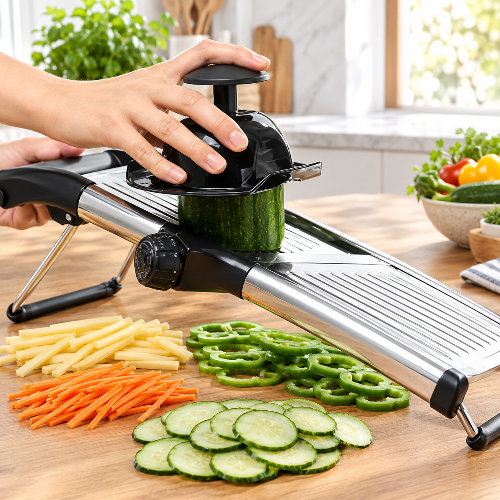 mandoline-cuisine-professionnelle-decoupe-legumes-julienne-frites-mandoline-reglage-epaisseur-molette-mandoline-inox-preparation-repas-homogene-batch-cooking