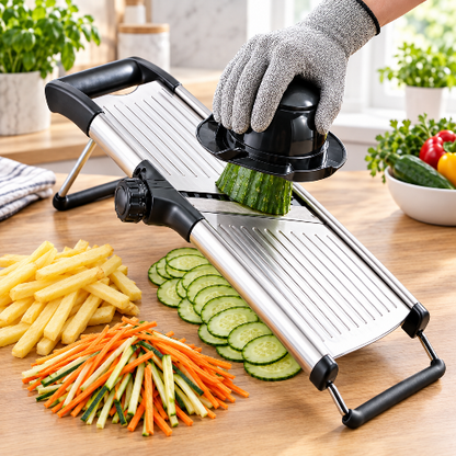Mandoline de Cuisine Professionnelle Réglable en Inox | Coupe-Légumes Multifonction