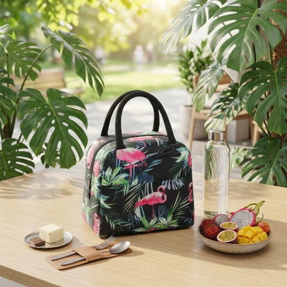 sac-isotherme-dejeuner-flamant-vert-floral-tropical